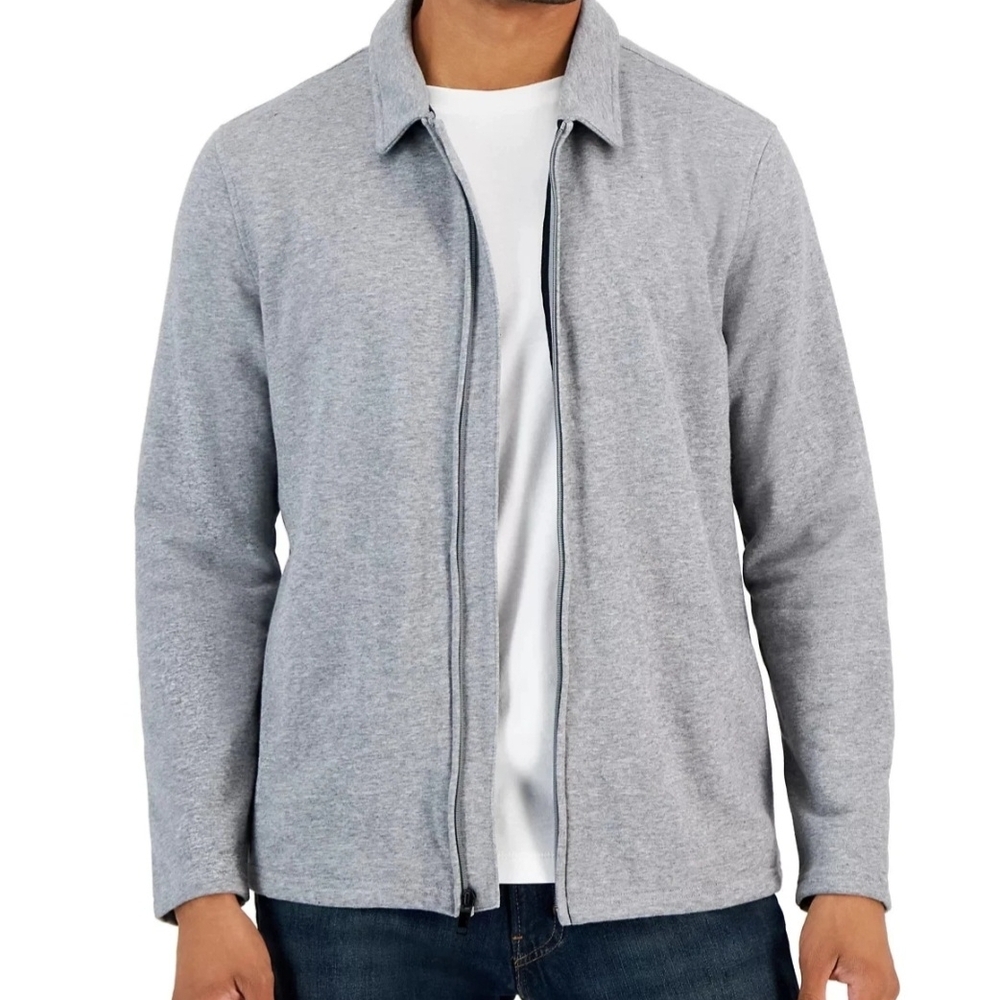 Alfani XXL Knit Full Zip  Jacket Sweater Cement Grey Heather Oeko Tex NWT